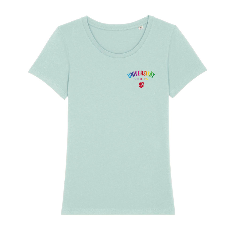 Damen T-Shirt Regenbogen türkis